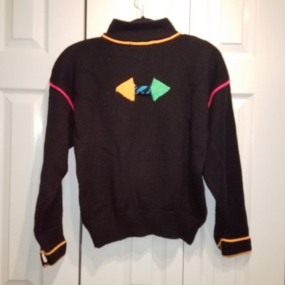 Vintage Obermeyer Wool Blend 'Tic Tac Toe' Mock Turtleneck Ski Sweater - Picture 2 of 9